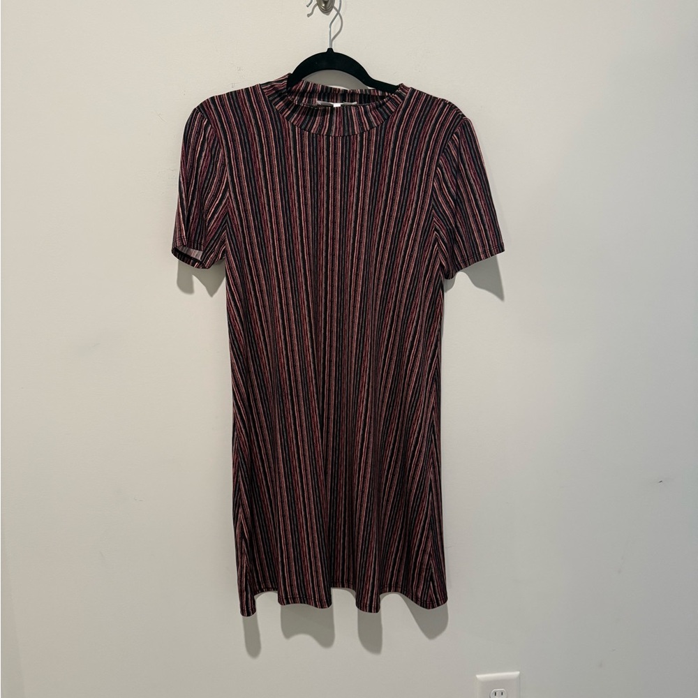 BCBGeneration Striped Mini Dress in Black and Pink